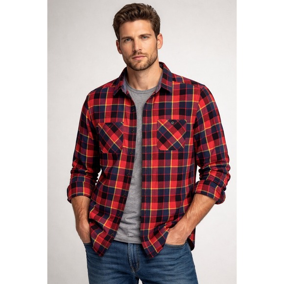 American Eagle Outfitters Other - American Eagle Buffalo Plaid Flannel Shirt XL-XXL Lumberjack Bright Shacket Red
